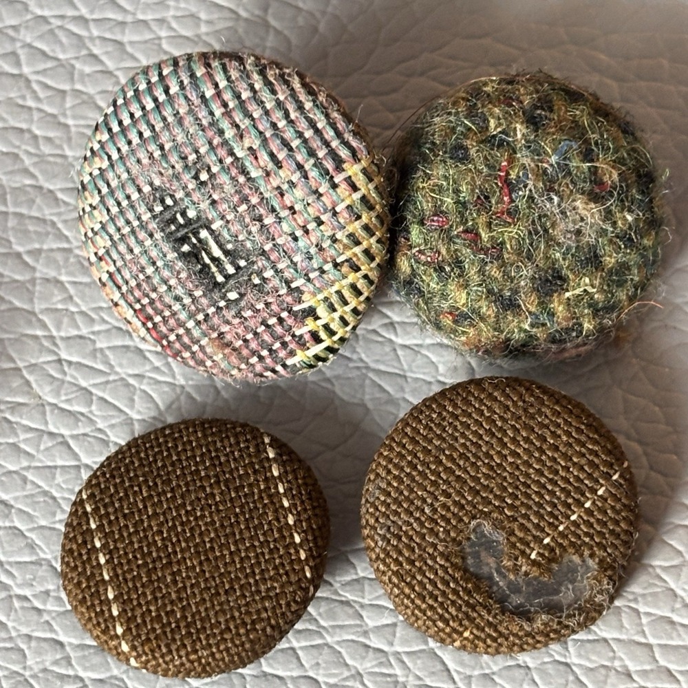 Vintage Fabric Covered Button Lot 1930s–50s Wool Tweed Satin & Thread Wrapped - Picture 8 of 16